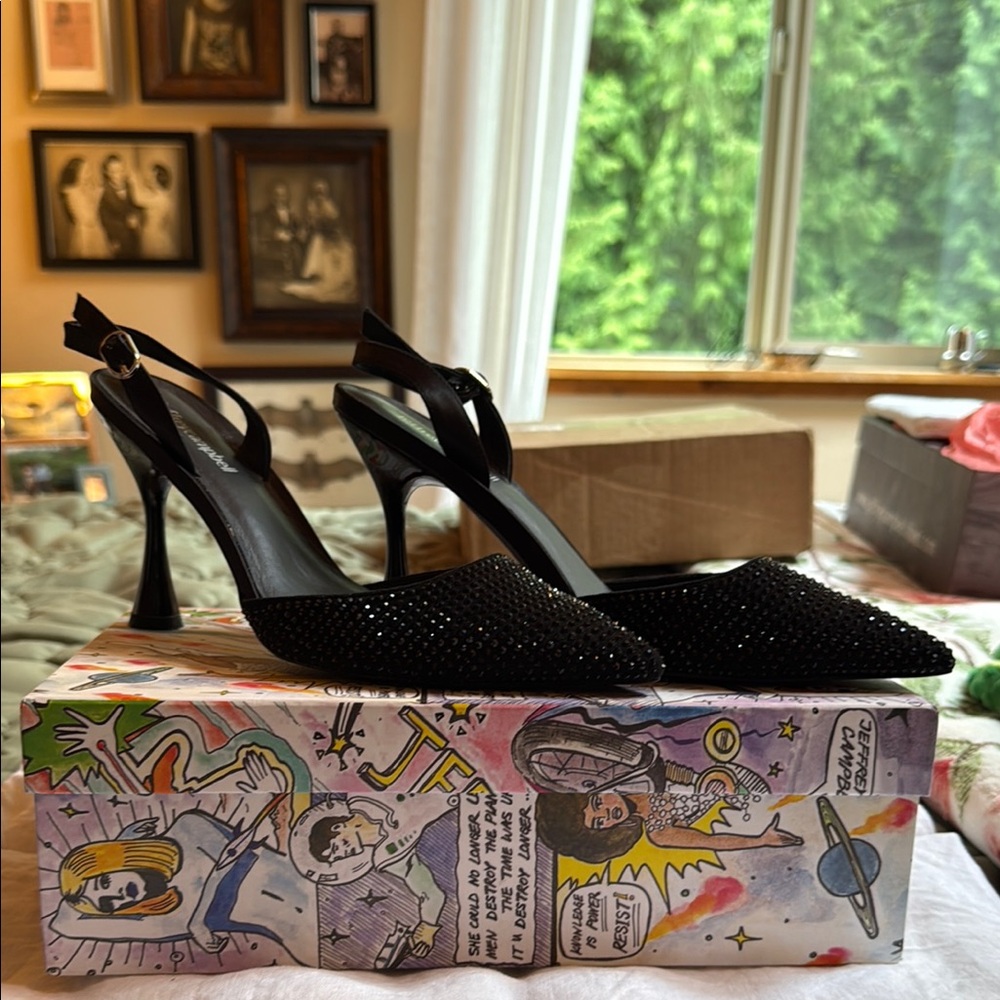 Jeffrey Campbell Elegant Black Slingback Heels. Outstanding condition!